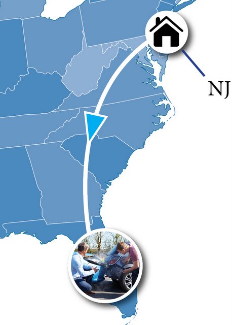 how far is new jersey from florida