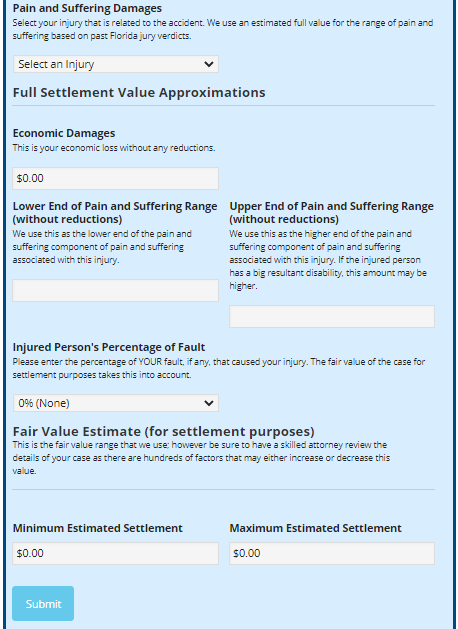 pain and suffering settlement calculator